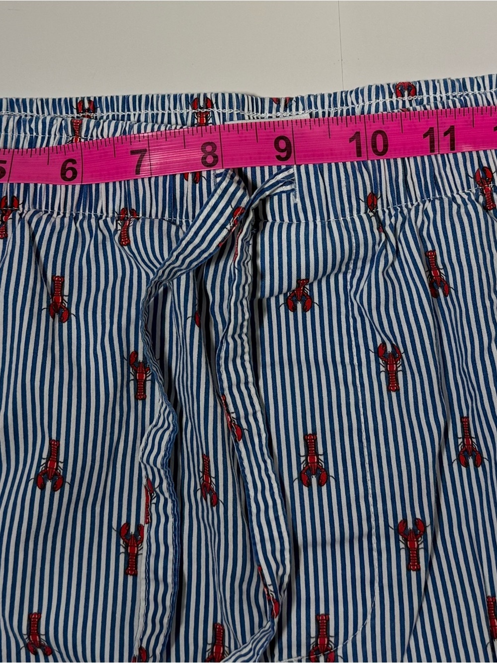 Lobster print coastal Blue Striped tie waist boxer Shorts 100% cotton - Picture 4 of 6